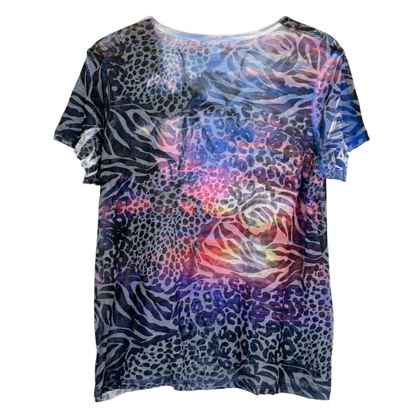Toppy-T Animal Print Tropical Sunset T-Shirt Sz XX-Large Multicolor Lightweight - Picture 5 of 9